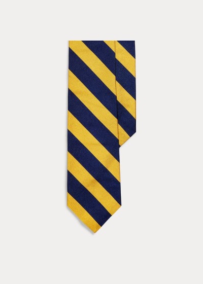 Corbatas Polo Ralph Lauren Hombre Azul Marino / Dorados - Striped Silk Twill Narrow - SPKUD0769